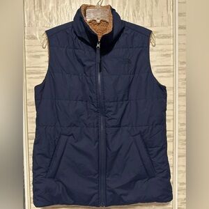 The North Face Merriewood Vest Womens Medium Reversible Sherpa Fleece Navy Color